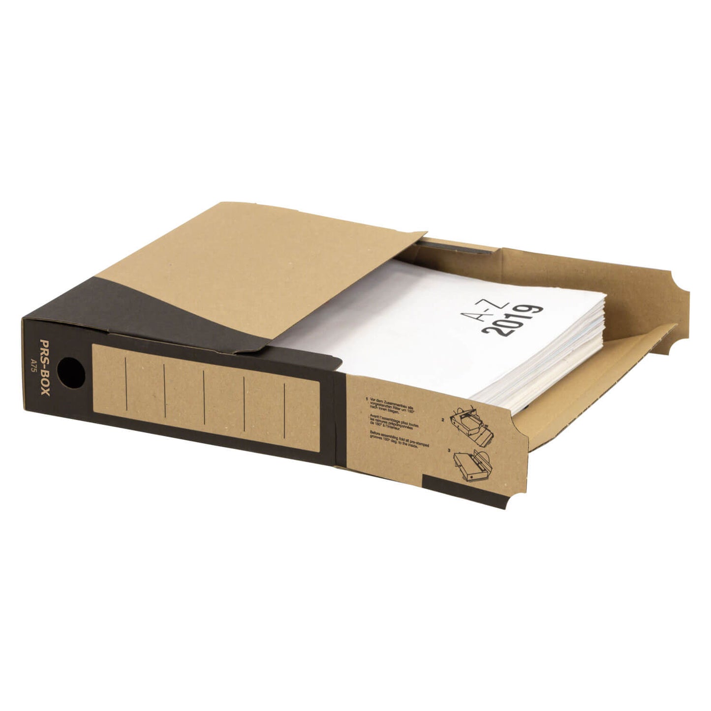 PRS Archivbox A75, Natur/Schwarz, 75mm, 20 Stück