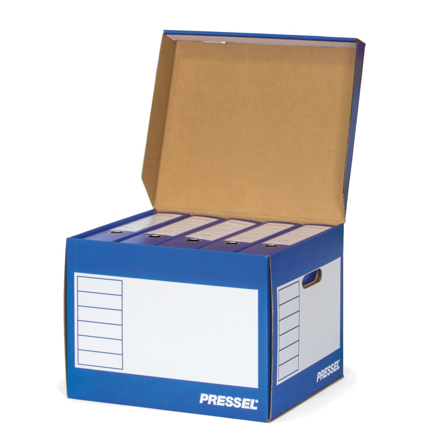 Pressel Lid Box White/Blue, 10 pieces