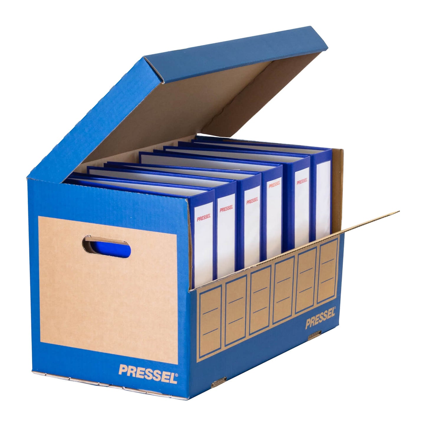 Pressel Ordner Archiv-Box für 6 Ordner, Natur/Blau, 10 Stück