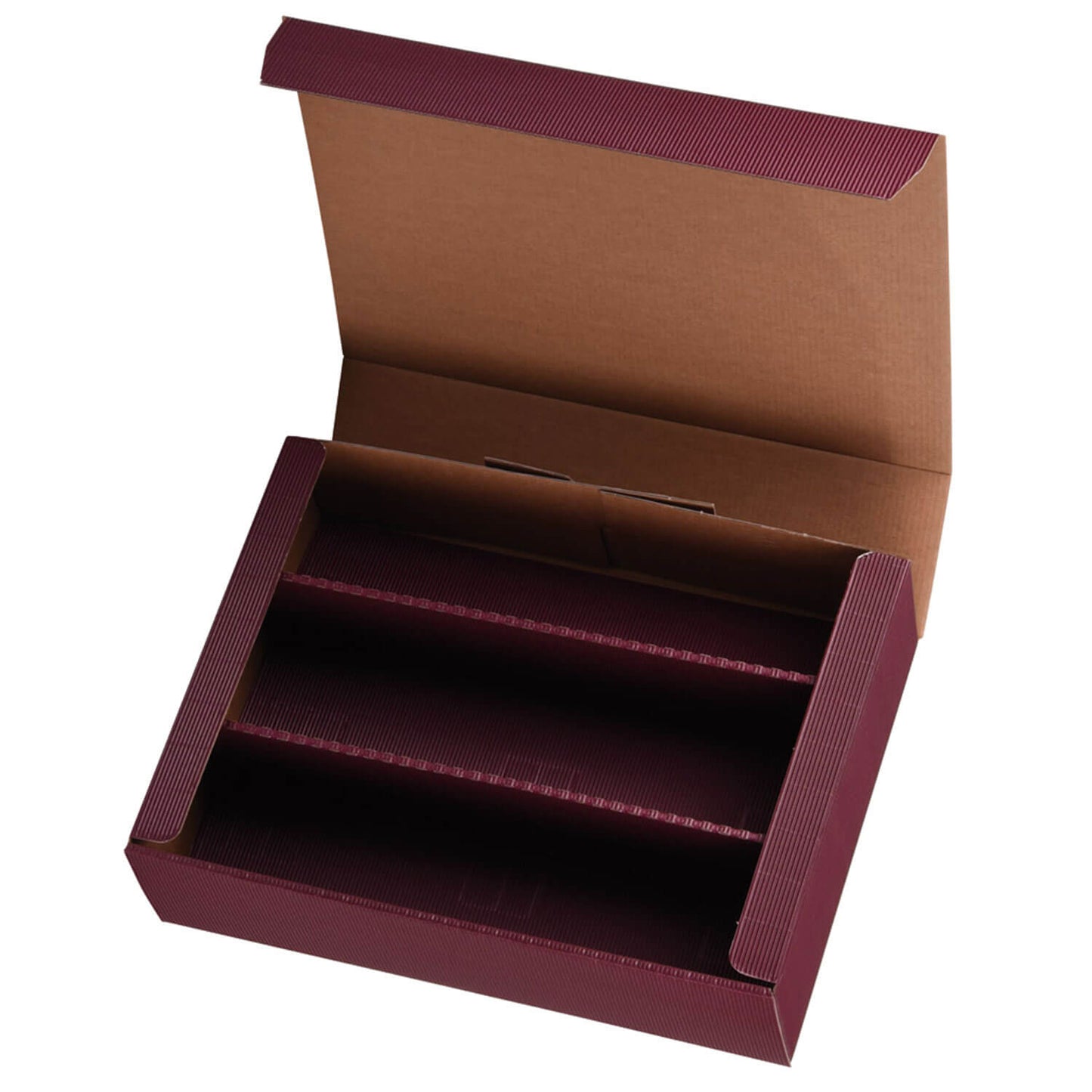 PRS-EP Flascheneinlage für Flaschenklappschachtel im "OpenWave" Design für 3 Flaschen, 4 Farben, 25 Stk./Pkg.