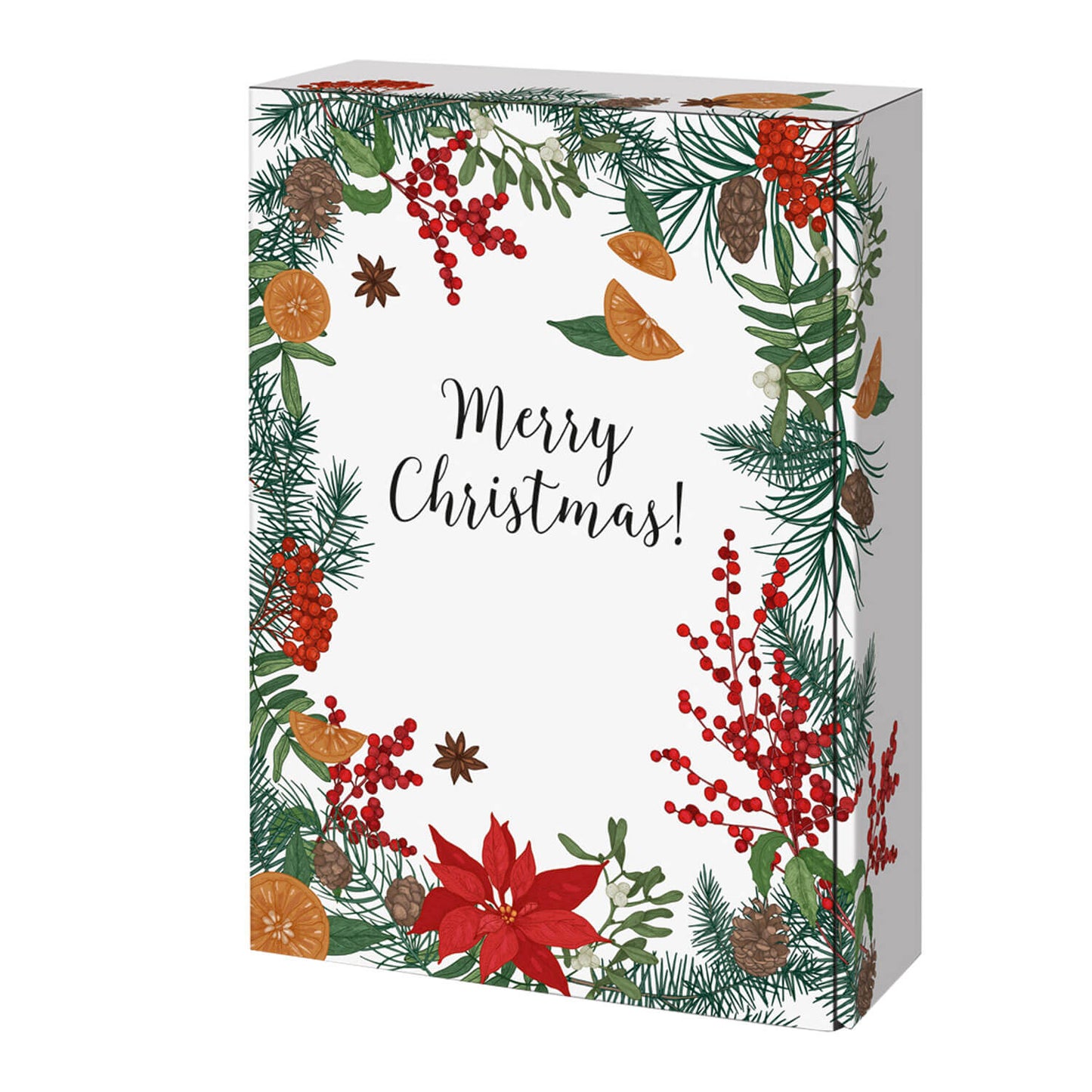 PRS-EP Flaschenklappschachtel "Merry Christmas" weiß, für 1-3 Flaschen