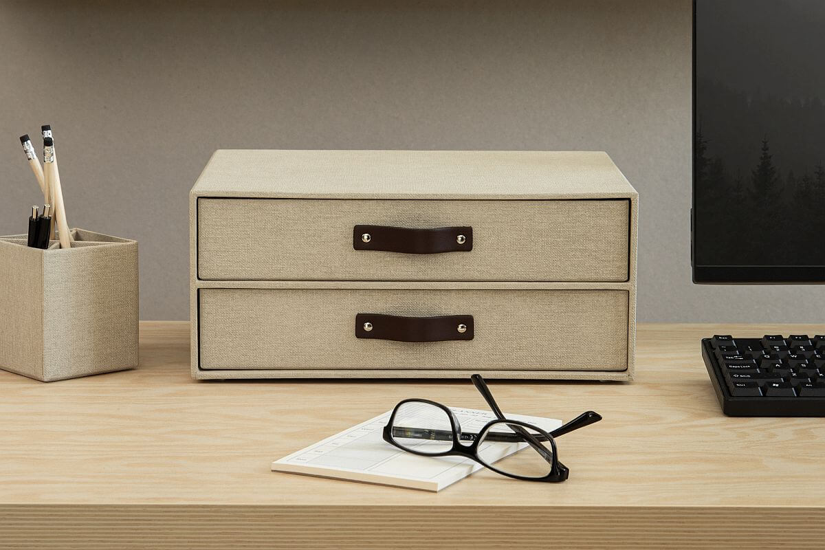 BIGSO Ladenset BIRGER mit 2 Laden, A4, Leinen, 1 Stück  - Ab Mitte Dezember erhältlich