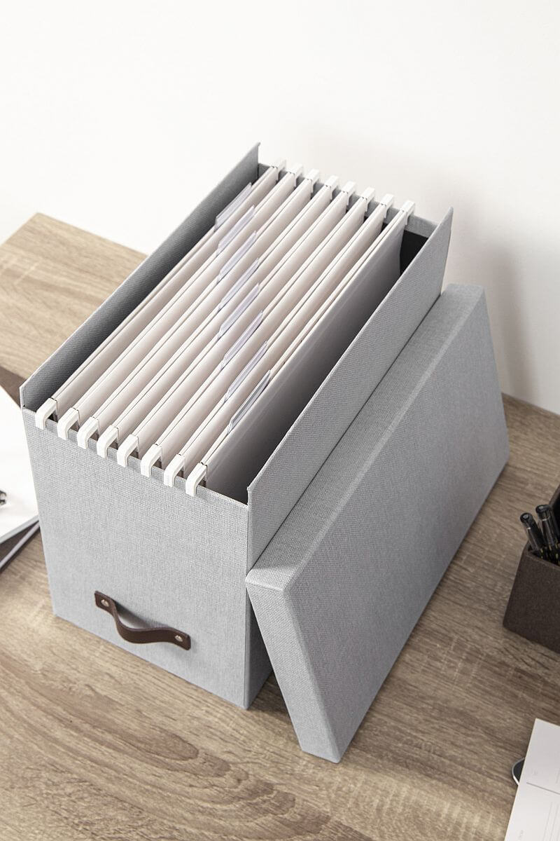 BIGSO Hängemappenbox JOHAN inkl. 8 Hängemappen, Hellgrau, 1 Stück - Ab Mitte Dezember erhältlich